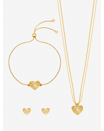 Jon Richard Gold Plated Diamond Cut Heart Set - Gift Box