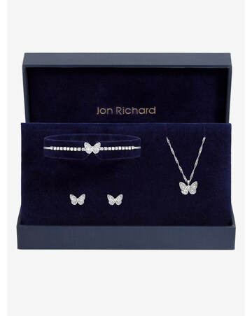 Jon Richard Silver Crystal Butterfly Trio Set - Gift Box