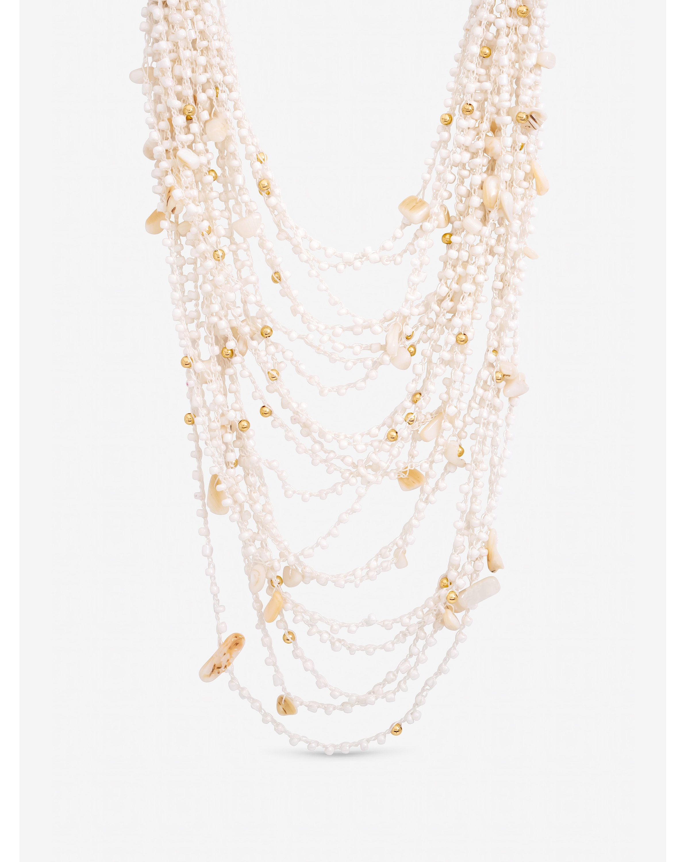 New In - Gold Plated Multirow Beaded Necklace