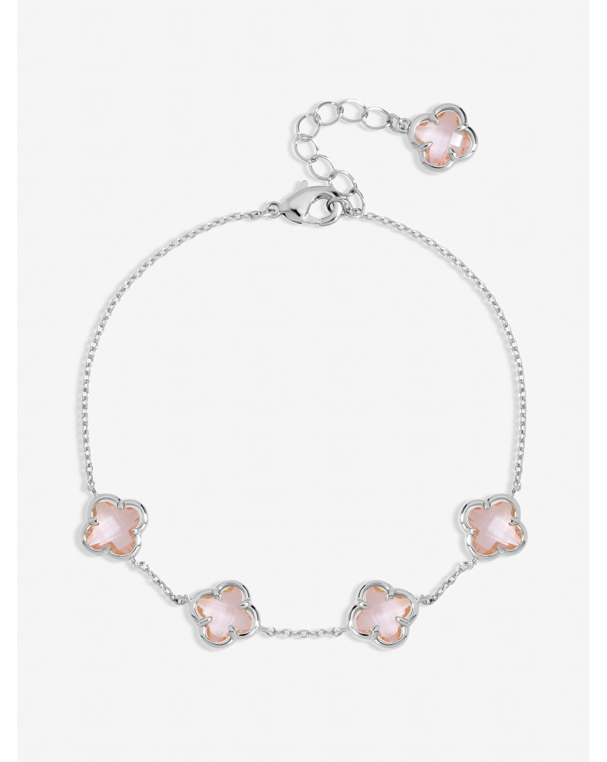 New In - Silver Plated Rose Clover Bracelet