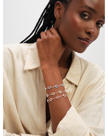 Inicio Sterling Silver Plated Vintage Rose Clover Bracelet - Gift Pouch