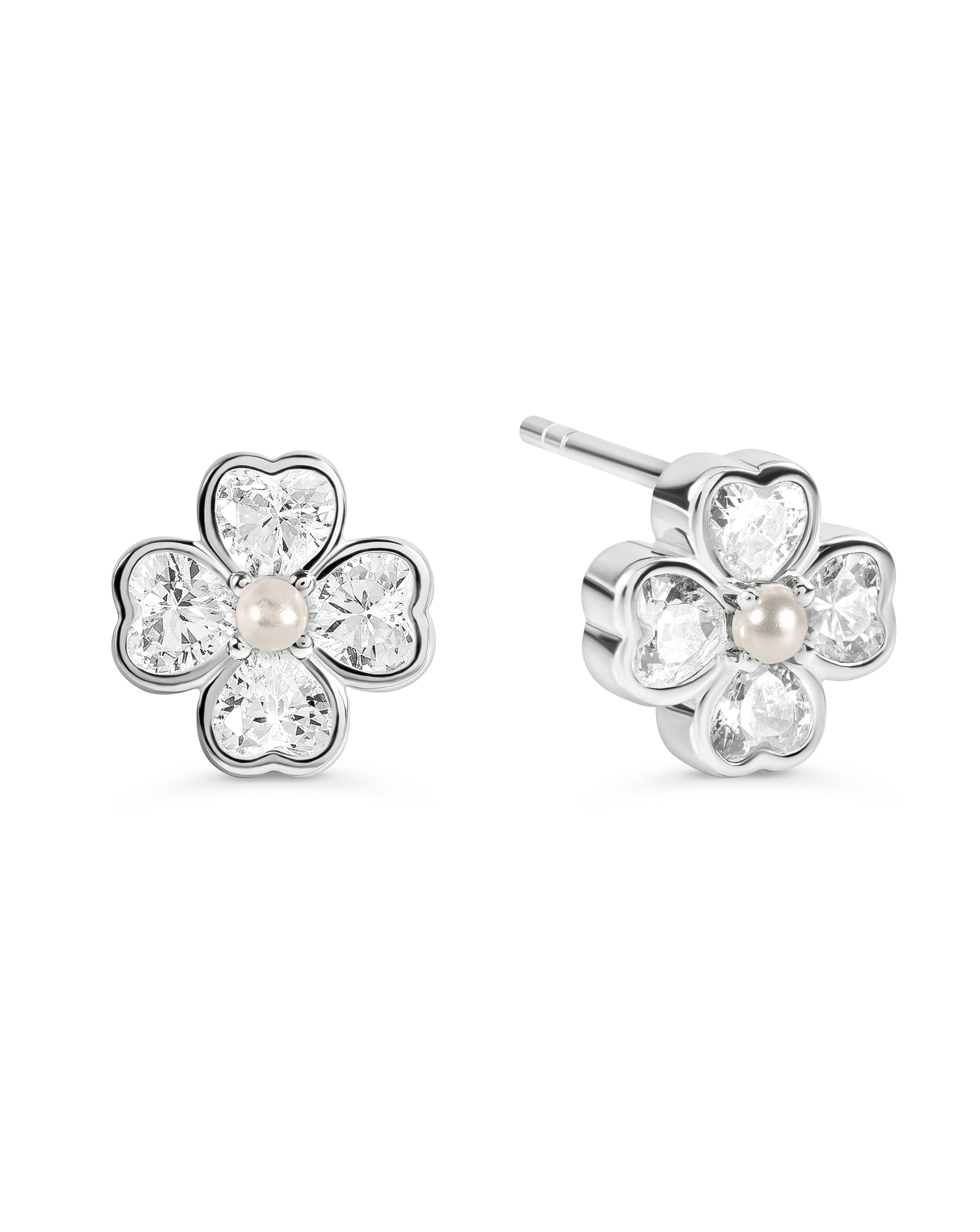 New In - Radley Silver Clear CZ Flower Earrings