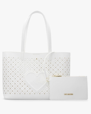 Love Moschino Heart Basket White Tote Bag
