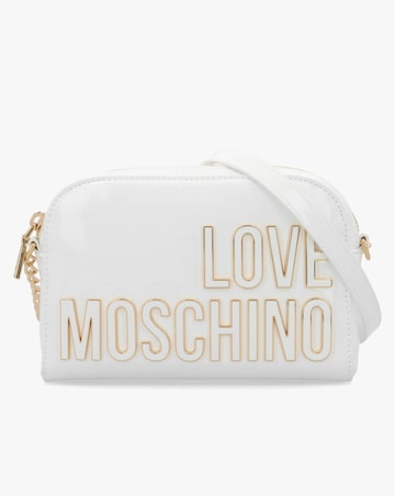Love Moschino Enameled Logo White Cross-Body Bag
