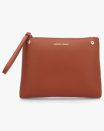 Emporio Armani Tan Pebbled Shopper With Pouch