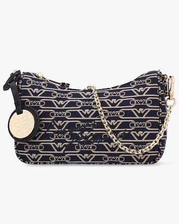 Emporio Armani Canvas Jacquard Navy Denim Baguette Bag