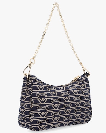 Emporio Armani Canvas Jacquard Navy Denim Baguette Bag