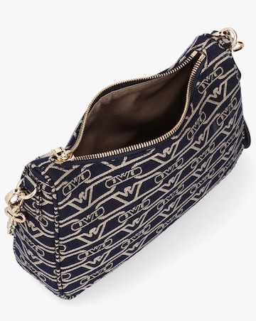 Emporio Armani Canvas Jacquard Navy Denim Baguette Bag