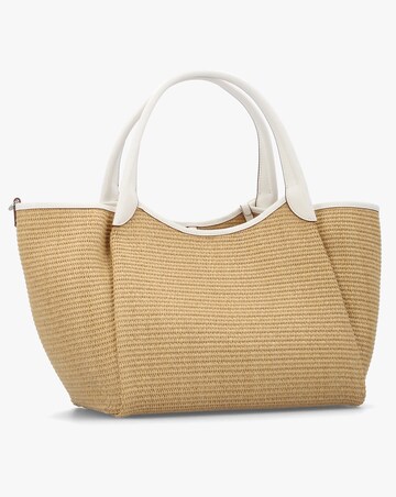 Emporio Armani Woven Straw Medium Natural White Shopper Bag