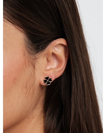 Jon Richard Jet Enamel Clover Studs