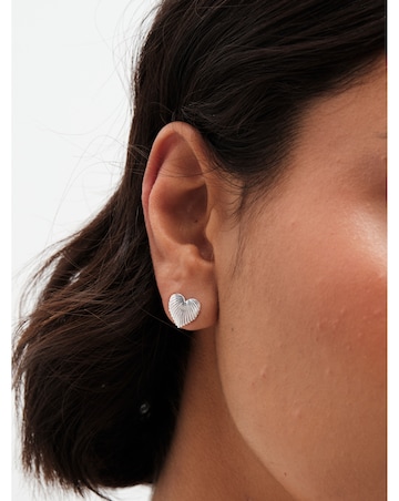Simply Silver Ridge Heart Stud Earrings