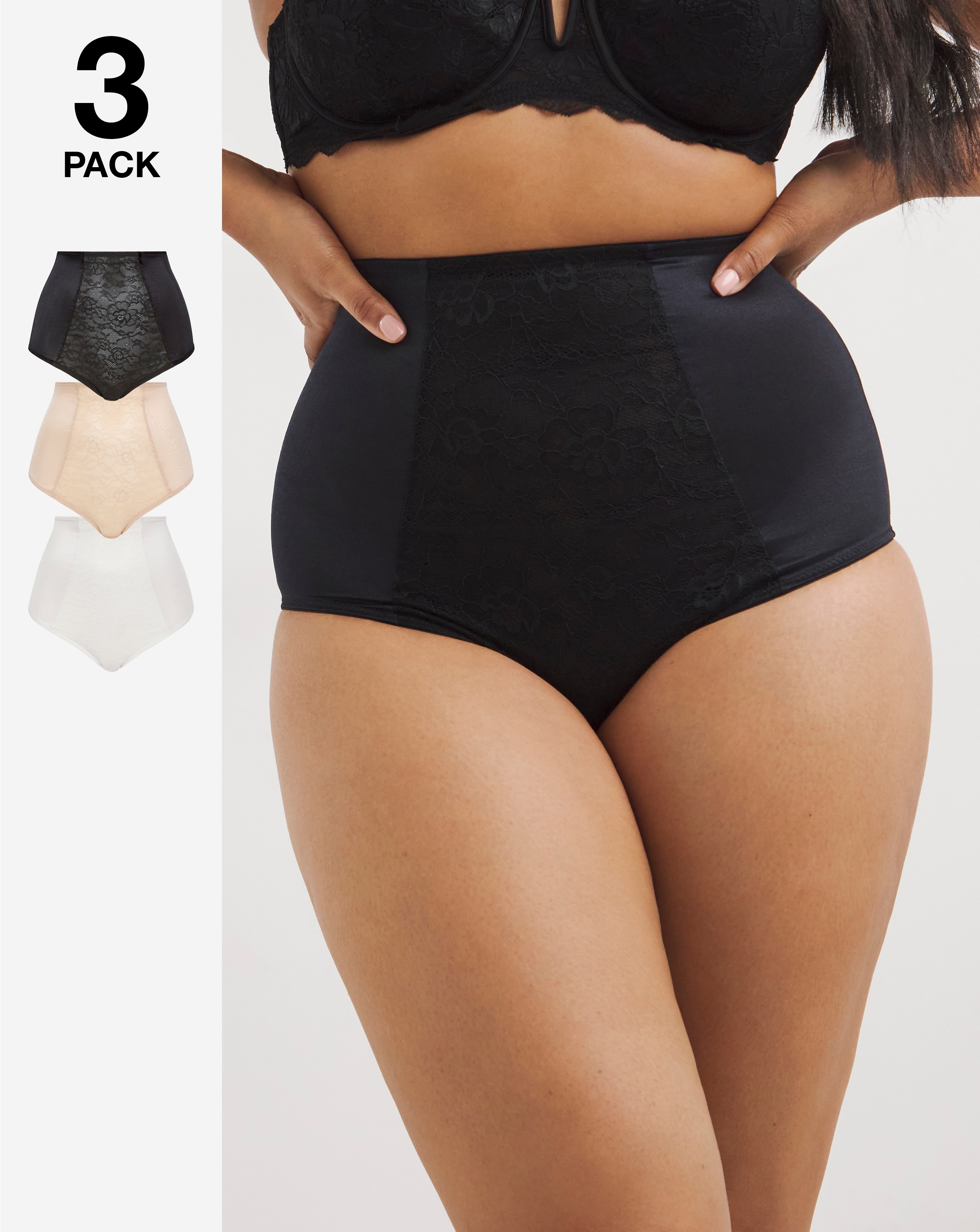 3 Pack High Waist Firm Control Knickers