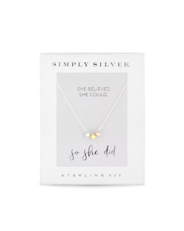 Simply Silver Sterling Silver 925 Tri Tone Triple Star Necklace - Gift Boxed