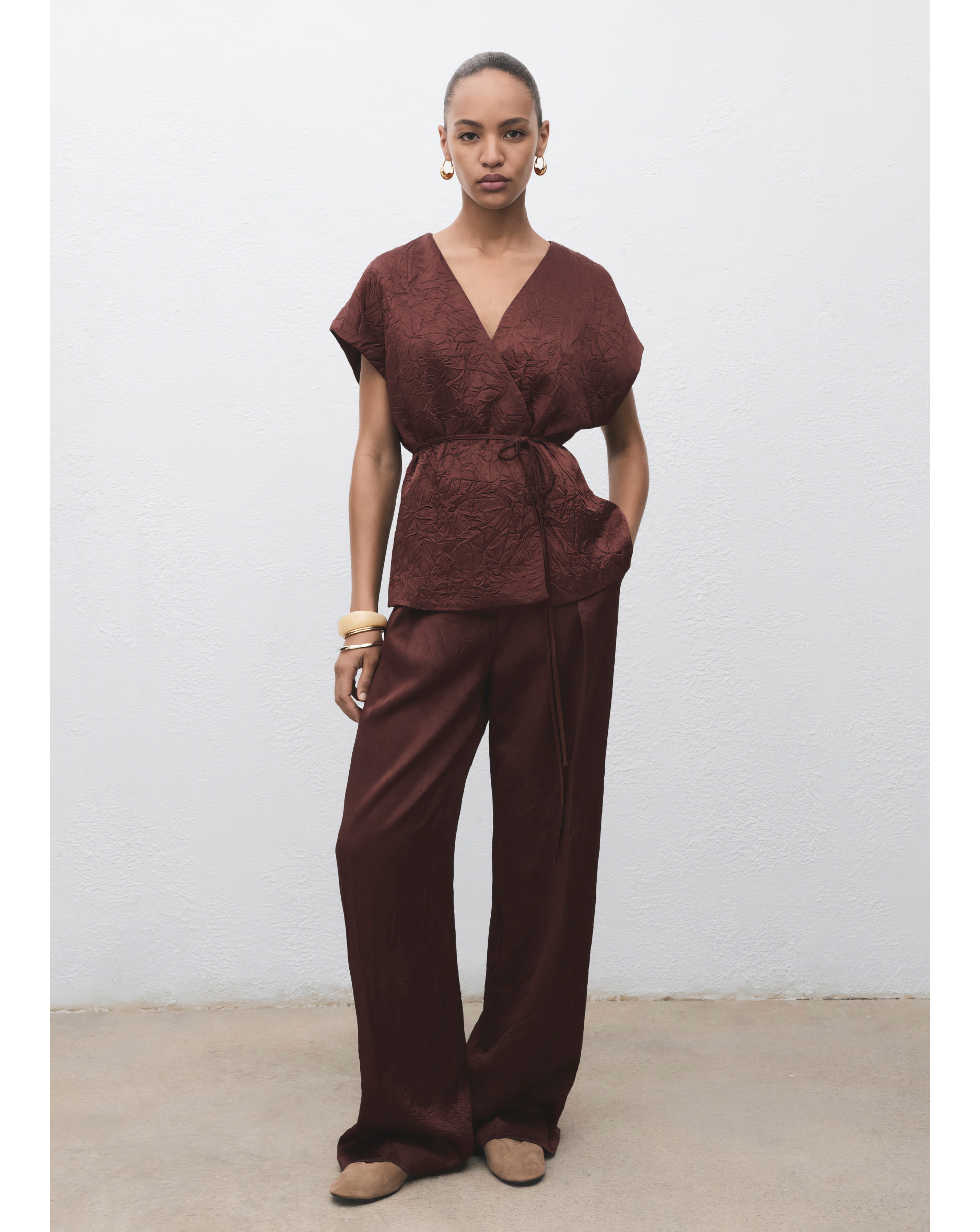 MANGO CRINKLE TROUSERS