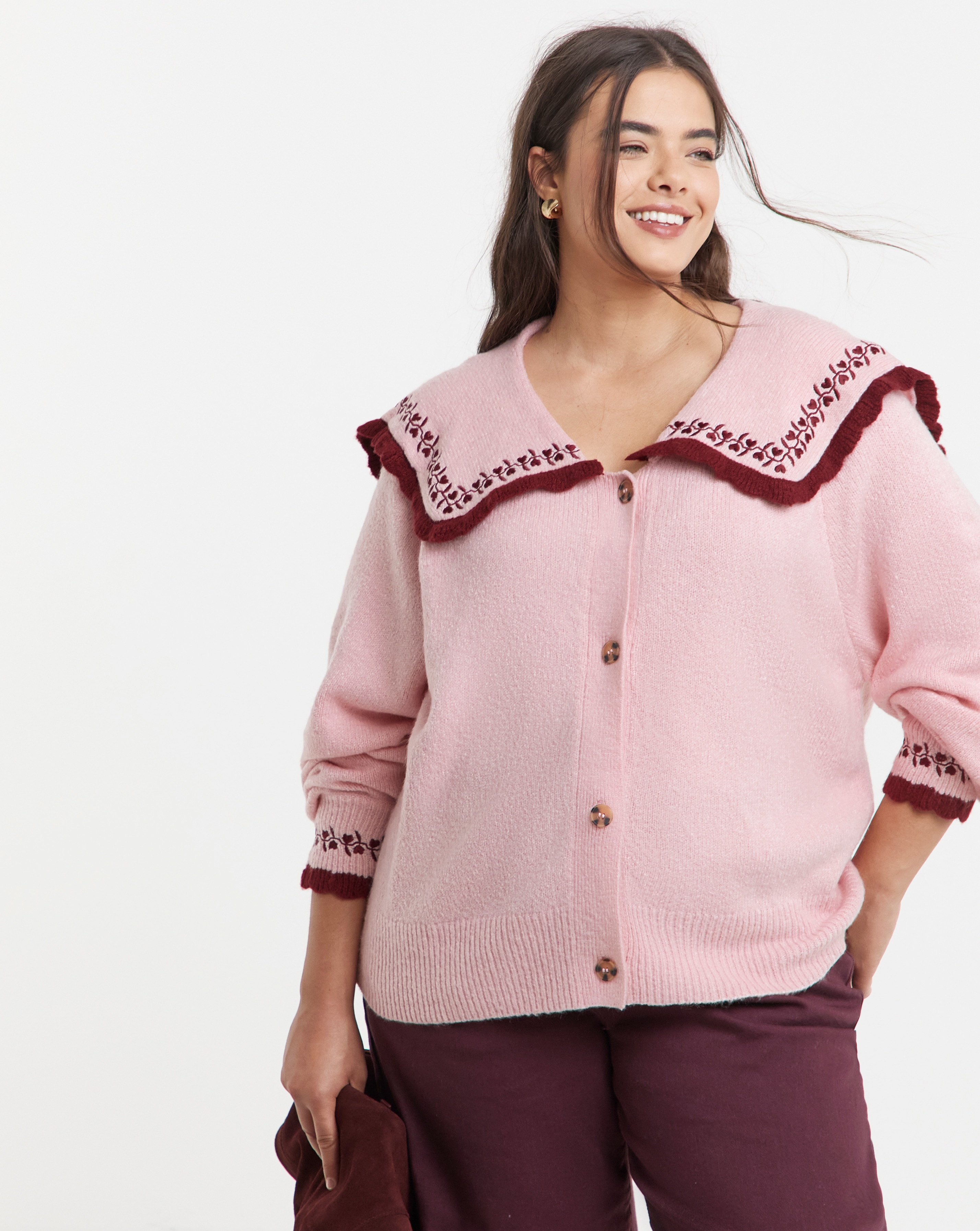 New In - Neon Rose Salior Button Up Cardigan