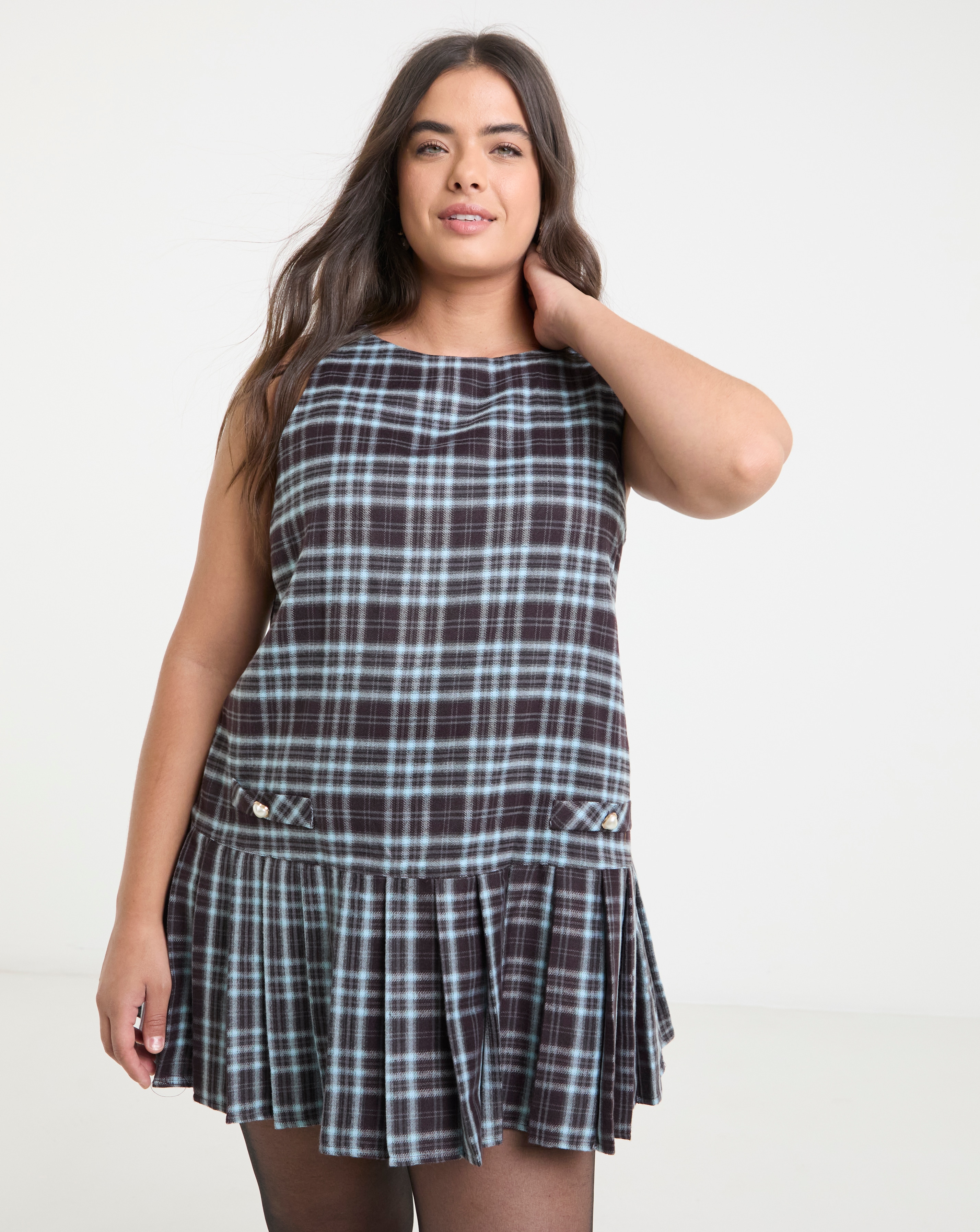 Neon Rose Tartan Mini Dress