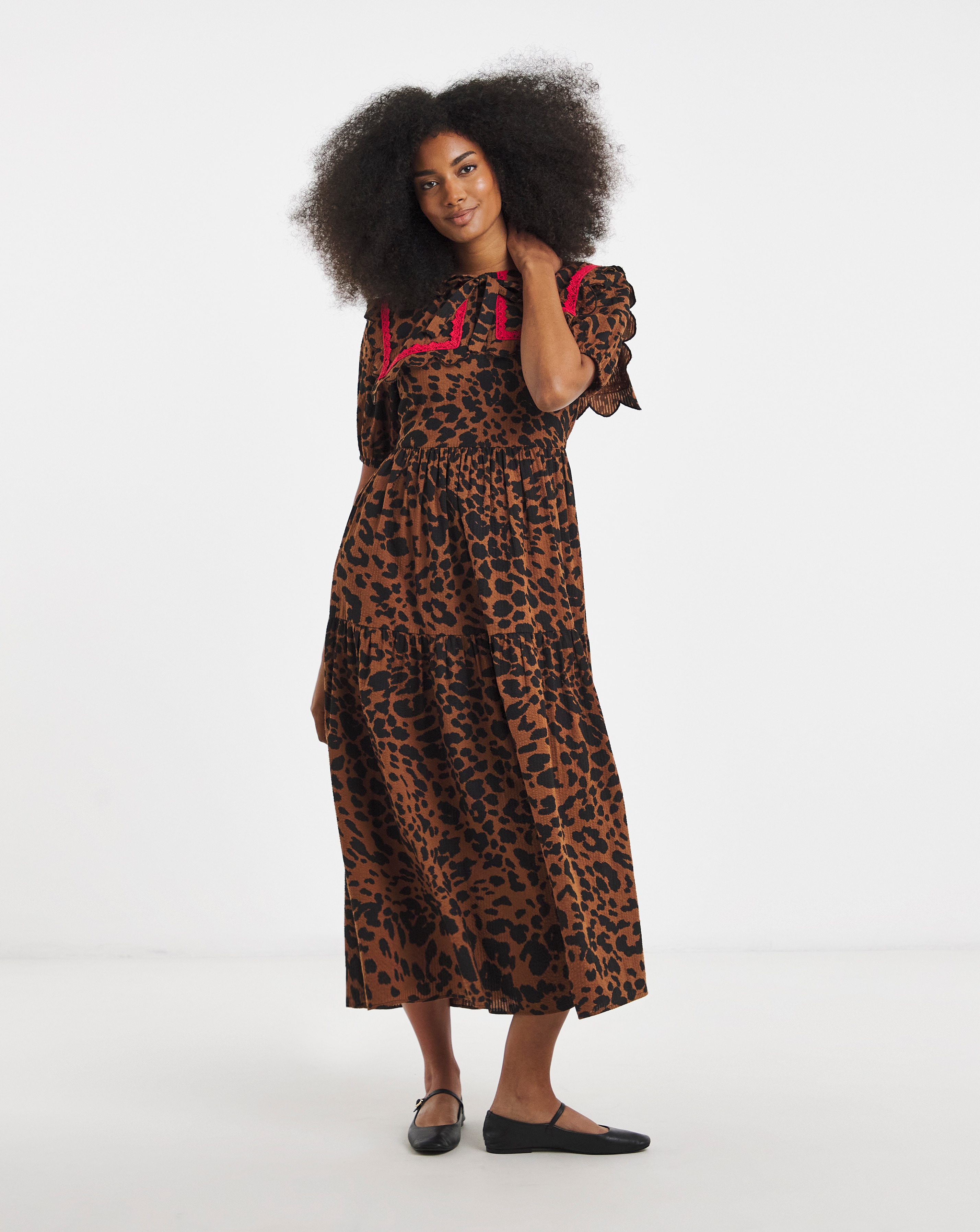 Neon Rose Leopard Midaxi Dress