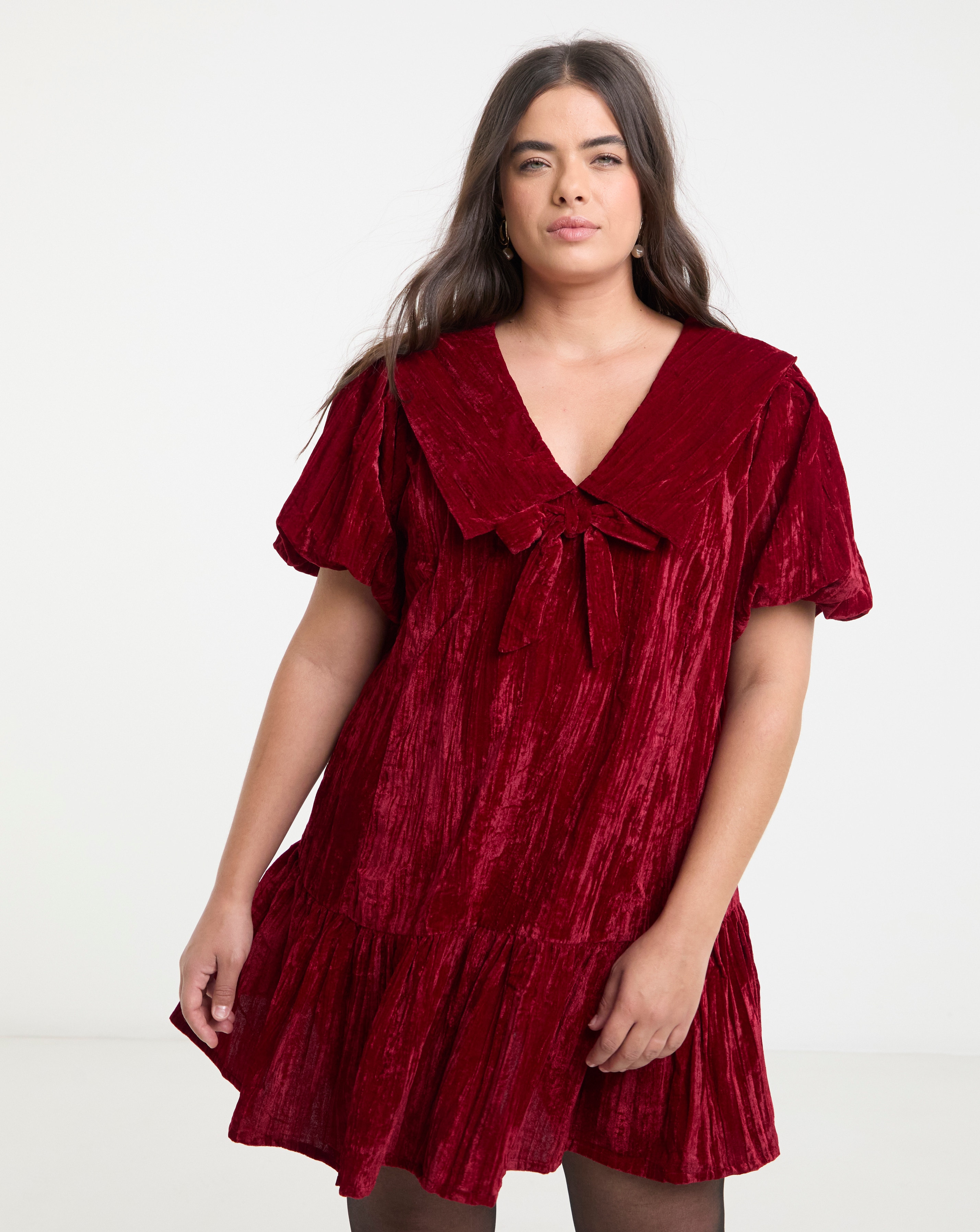 Neon Rose Velvet Mini Dress