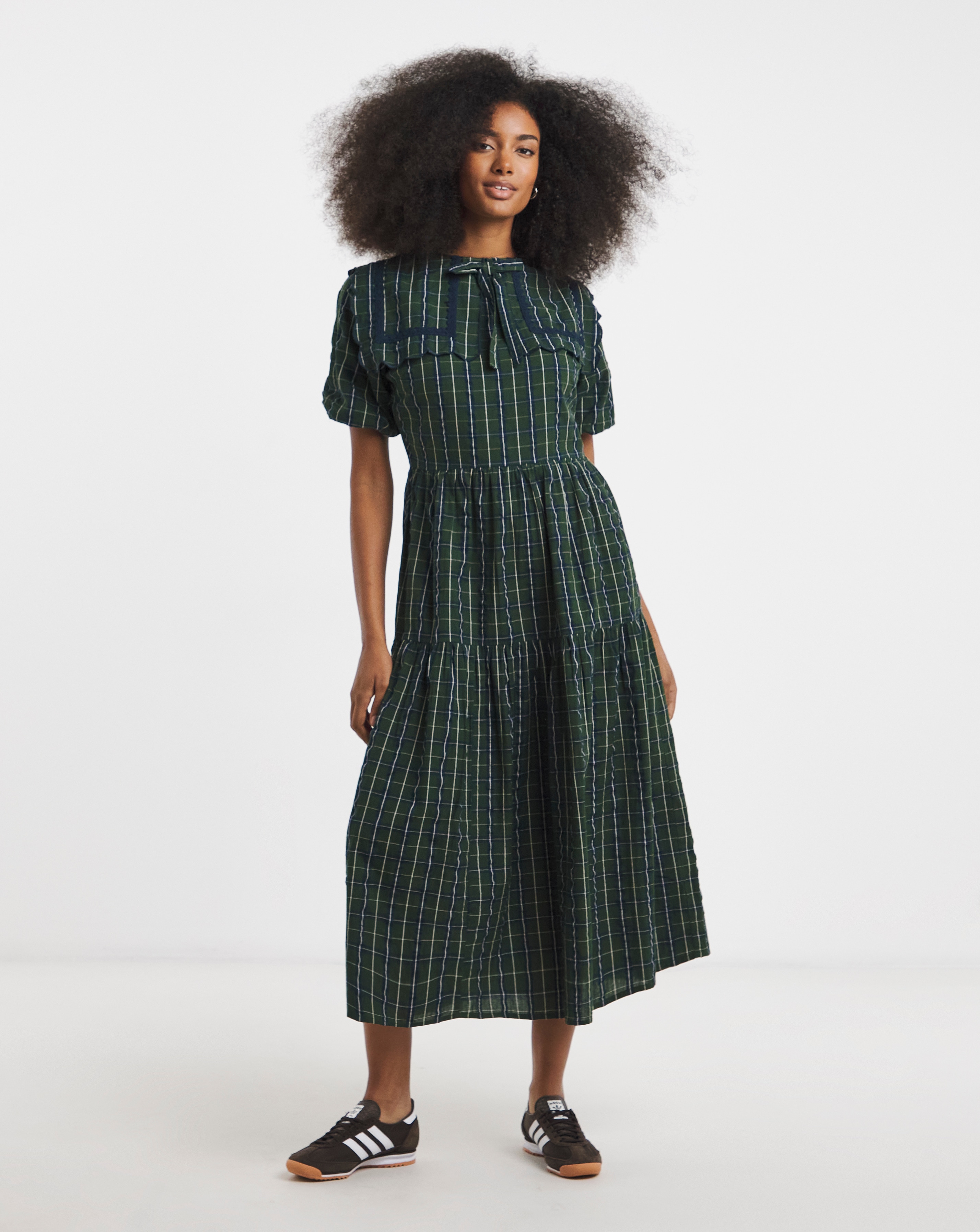 Neon Rose Tartan Midaxi Dress