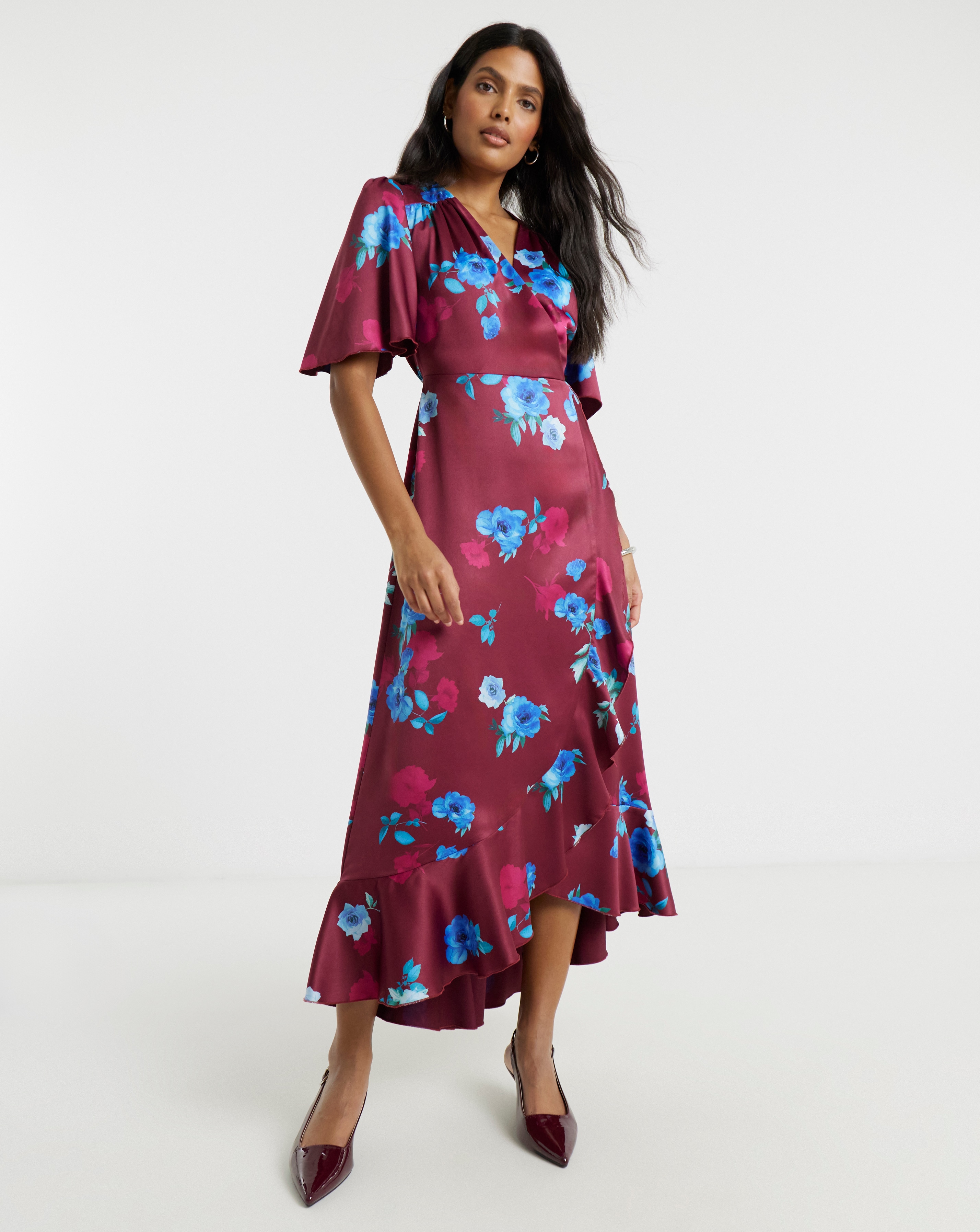 Flounce London Floral Wrap Dress