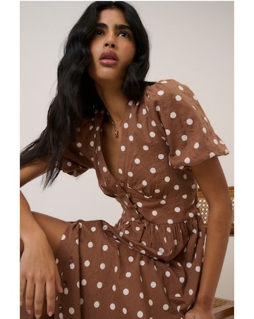 Nobody's Child Brown Polka Dot Starlight Midi Dress Petite