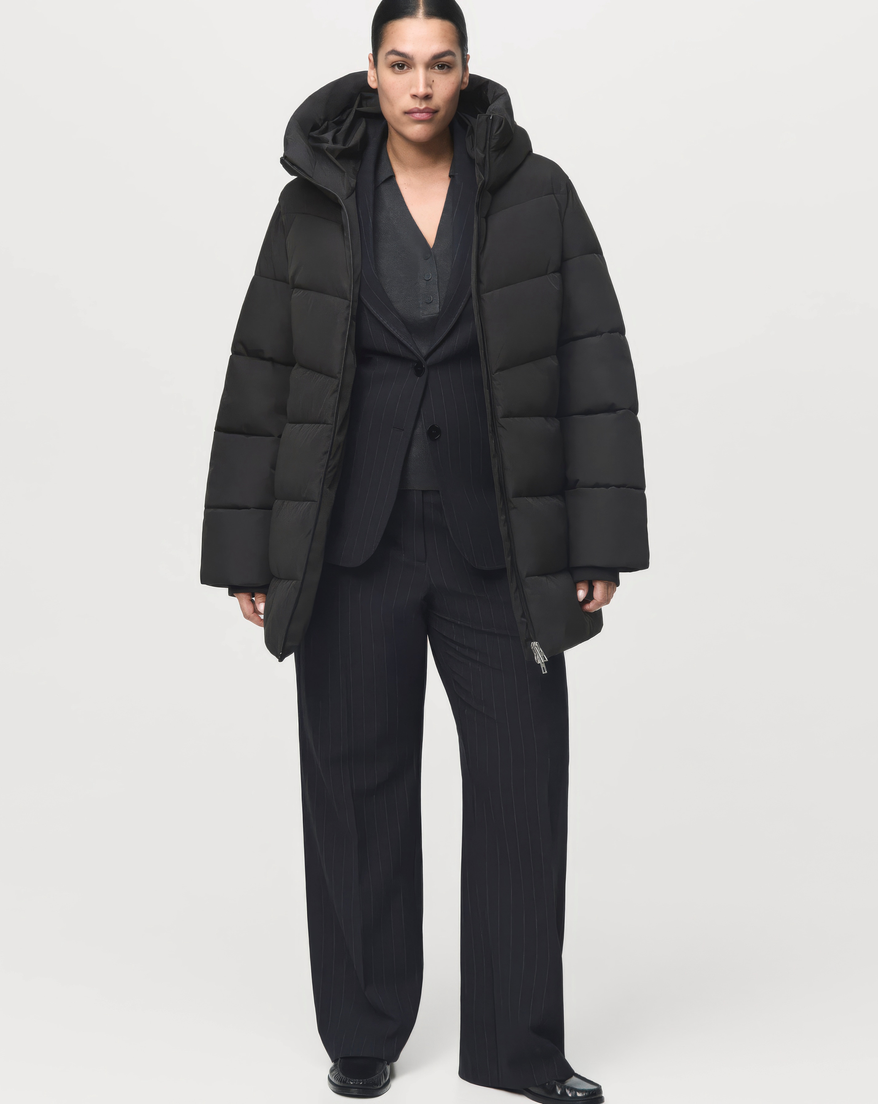 Mango Double Zip Hooded Puffer Coat