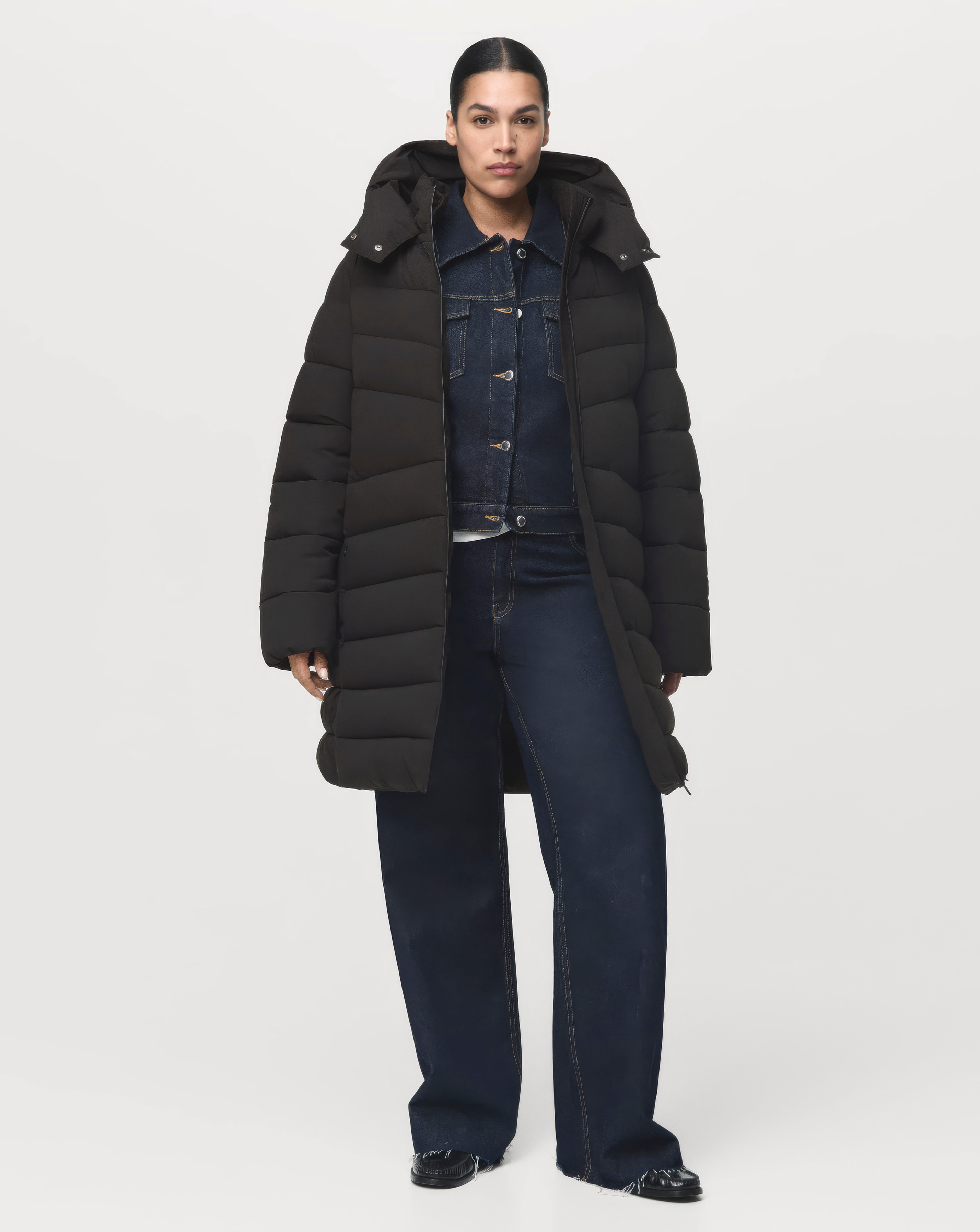 Mango Double Zip Hooded Puffer Coat