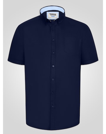 D555 James-NAVY Basic Oxford Short Sleeve Shirt