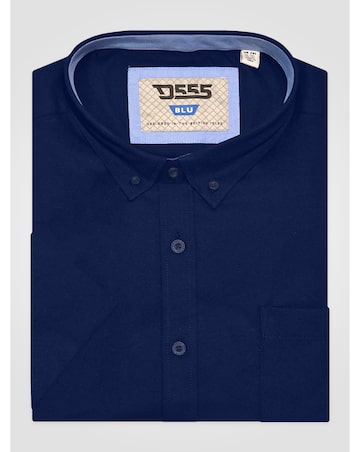D555 James-NAVY Basic Oxford Short Sleeve Shirt