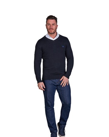 Raging Bull Classic V Neck Knit Black