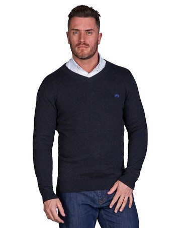 Raging Bull Classic V Neck Knit Black
