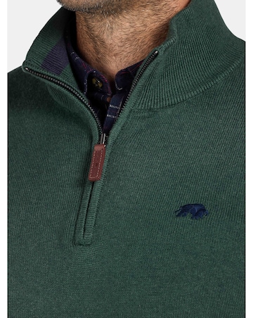 Raging Bull Classic Quarter Zip Cotton/Cashmere Knit Forest