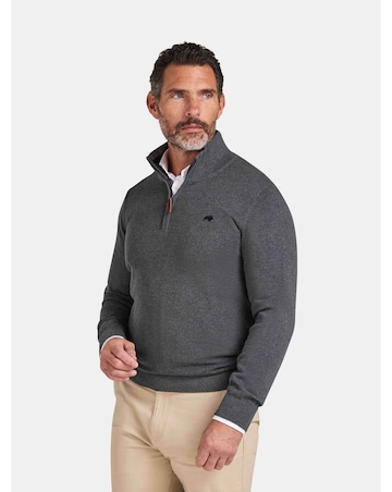 Raging Bull Classic Quarter Zip Knit Charcoal