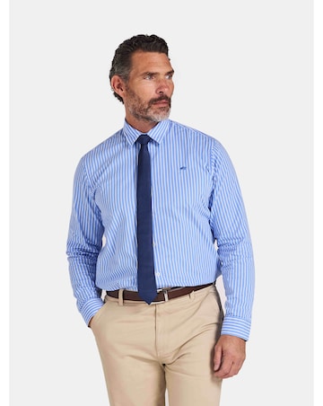 Raging Bull Long Sleeve Classic Stripe Shirt Mid Blue