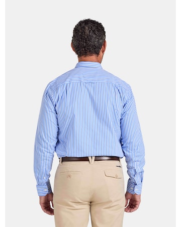 Raging Bull Long Sleeve Classic Stripe Shirt Mid Blue