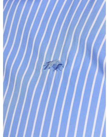 Raging Bull Long Sleeve Classic Stripe Shirt Mid Blue