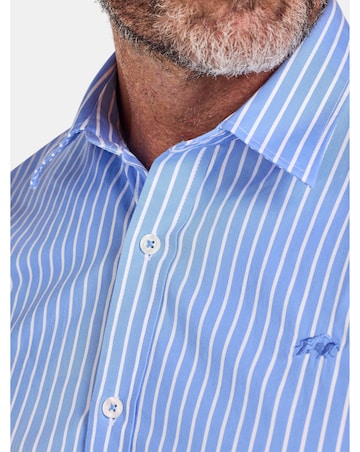 Raging Bull Long Sleeve Classic Stripe Shirt Mid Blue