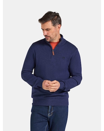 Raging Bull Classic Quarter Zip Cotton/Cashmere Knit Navy