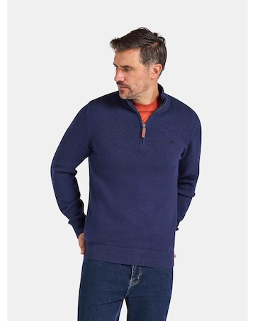 Raging Bull Classic Quarter Zip Cotton/Cashmere Knit Navy