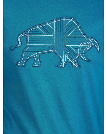 Raging Bull Stitch Embroidery Bull T-Shirt Teal