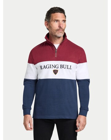 Raging Bull Cut & Sew Quarter Zip Navy/Red