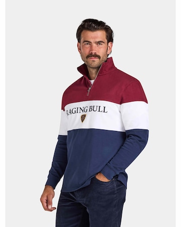 Raging Bull Cut & Sew Quarter Zip Navy/Red