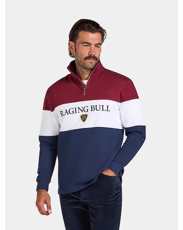 Raging Bull Cut & Sew Quarter Zip Navy/Red