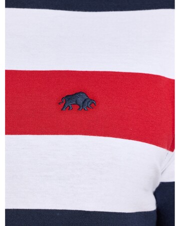 Raging Bull Contrast Chest Stripe T-Shirt Navy/Red