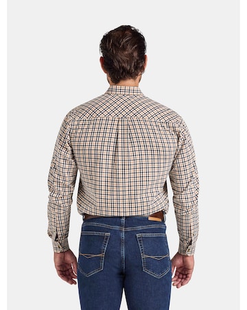 Raging Bull L/S Brookes Gingham Brushed Cotton Twill Shirt  Tan