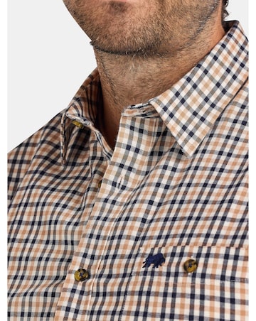 Raging Bull L/S Brookes Gingham Brushed Cotton Twill Shirt  Tan