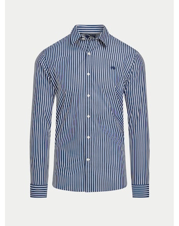 Raging Bull L/S Classic Poplin Stripe Shirt  Navy