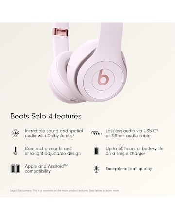 Beats Solo 4 True Wireless On-Ear Headphones - Pink