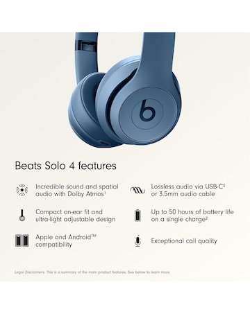 Beats Solo 4 True Wireless On-Ear Headphones - Blue