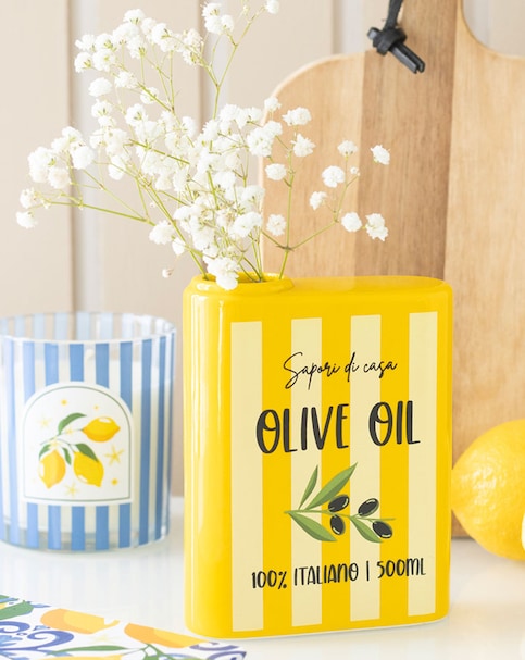 Olive Oil Tin Shaped Ceramic Flower Vase